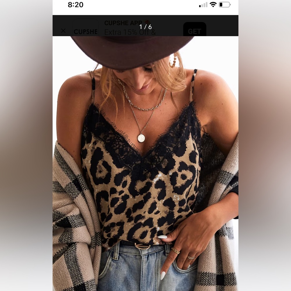 Dior Leopard Print Lace Trim Cami
L/Brown